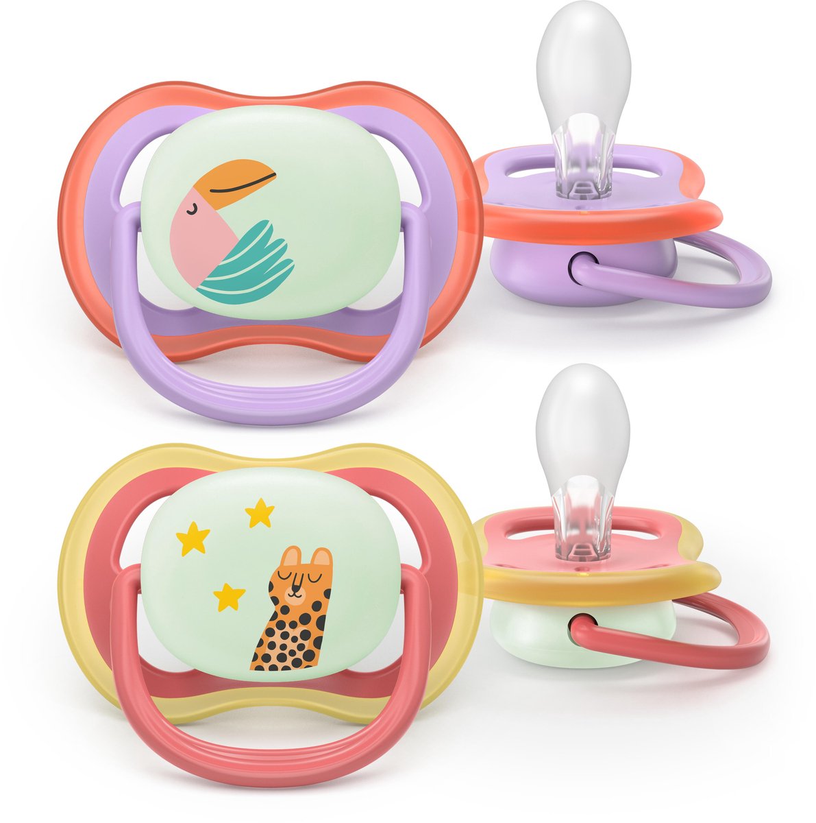 AVENT Fopspeen +18m  Air Night - toekan/poes