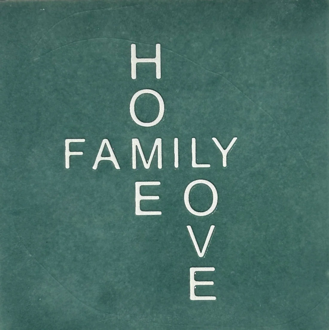 YETT Tegeltje - Home Family Love - zeegroen/creme