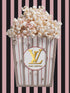 Glasschilderij Popcorn roze/zwart m/goudfolie - 60x80cm
