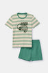 WOODY Jongens pyjama - groen gestreept - 8j.