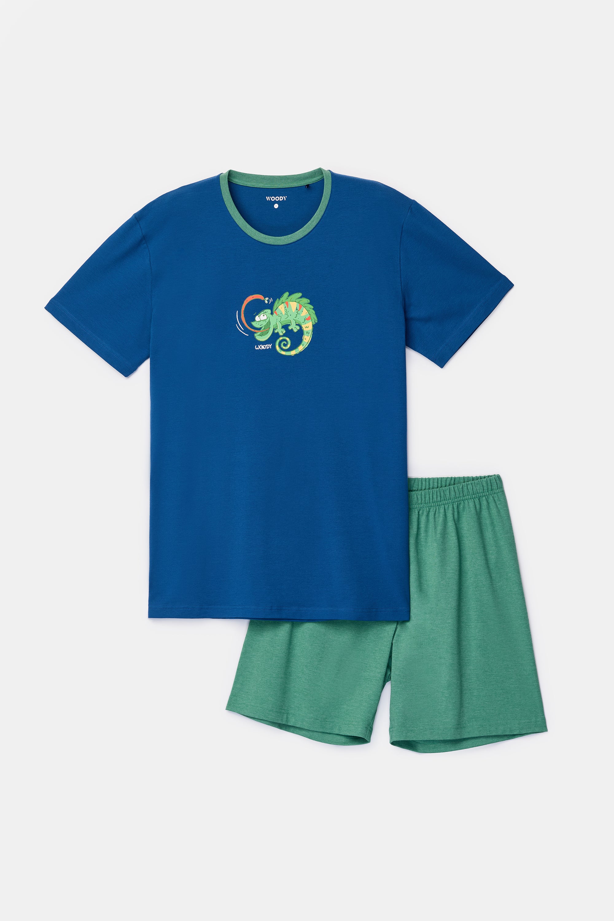WOODY Heren pyjama - d. blauw - XXL