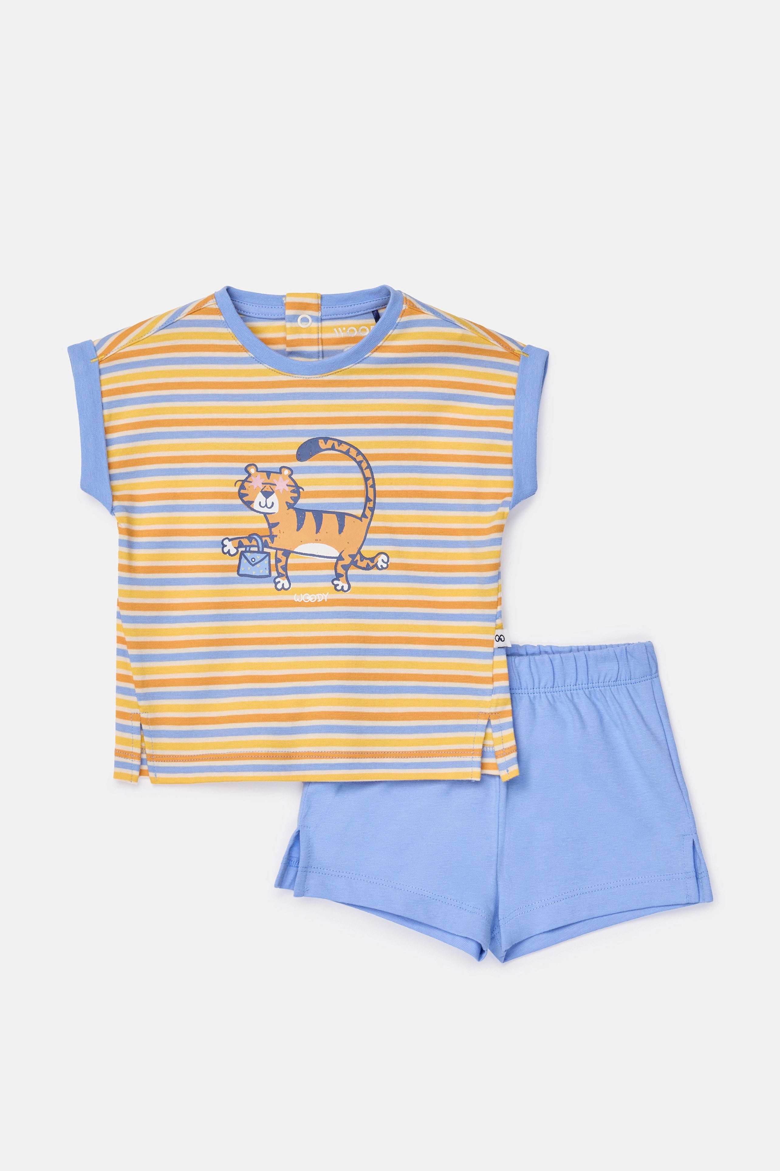 WOODY Meisjes pyjama - geel gestreept - 12j.