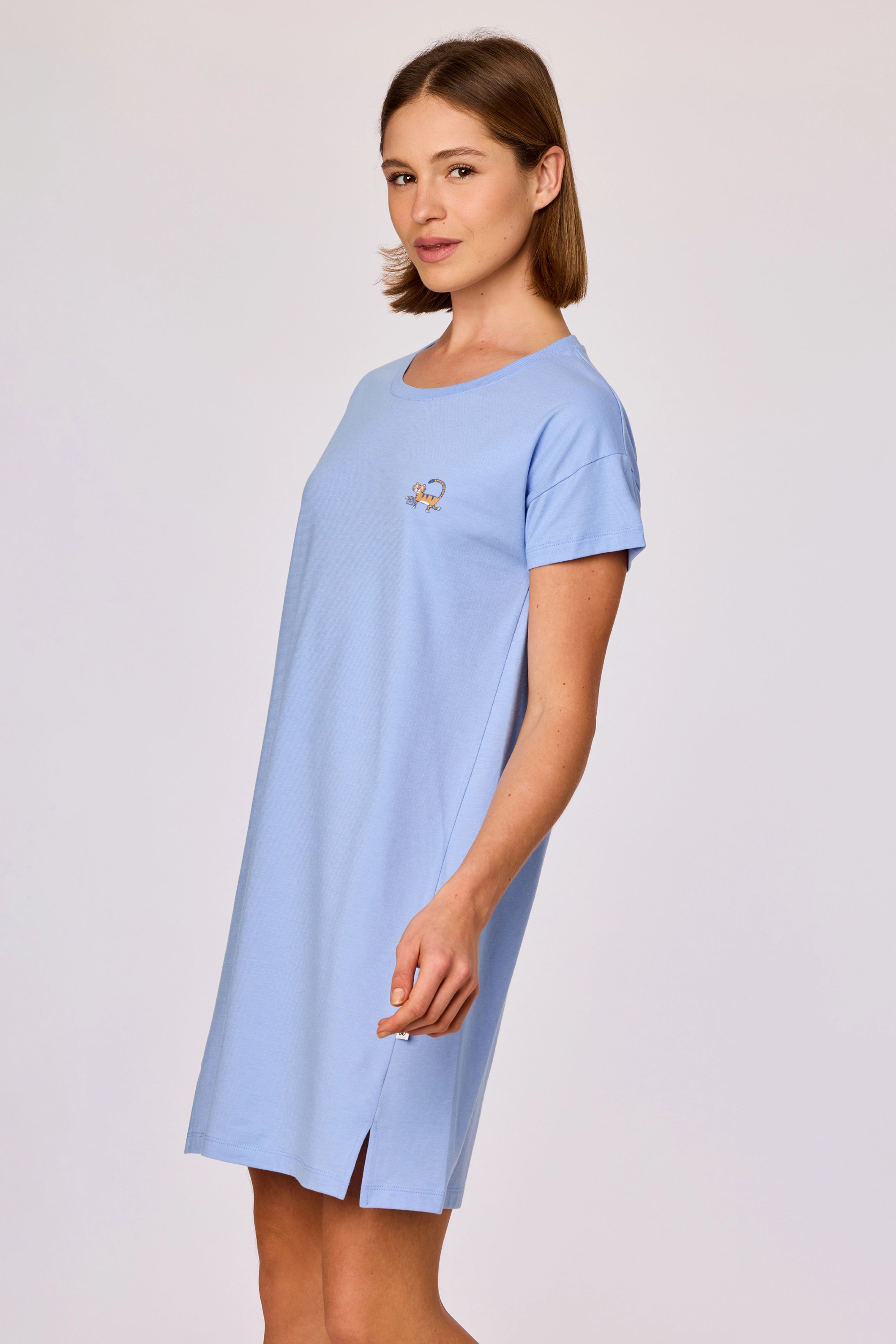 WOODY Dames slaapkleedje - blauw - L