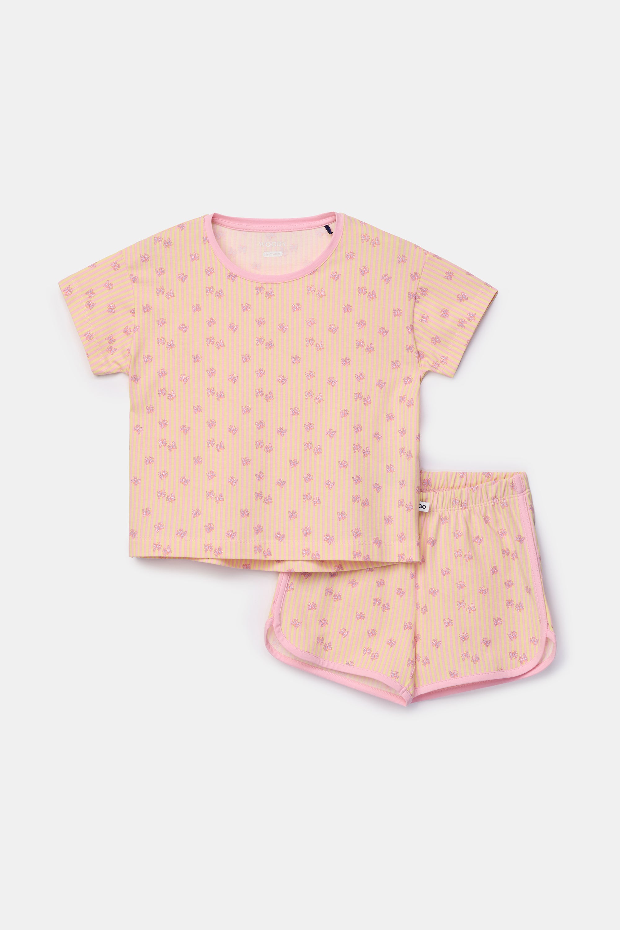 WOODY Meisjes pyjama - vlinder print - 12j.