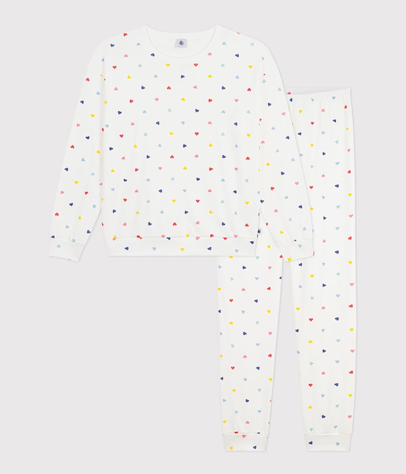 PETIT BATEAU Dames pyjama m/hartjes - L