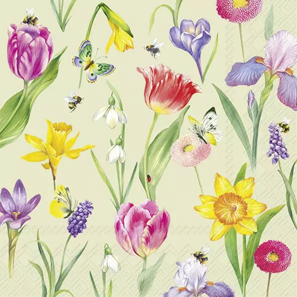 IHR Servetten 33x33cm - spring awakening green   4104101129