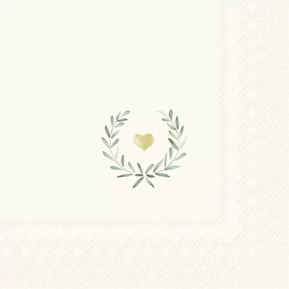 IHR Servetten 33x33cm - laurel wreath heart cream  4106401460