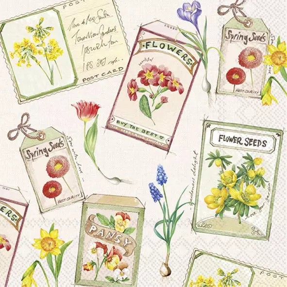 IHR Servetten 33x33cm - spring seeds cream  4111101060