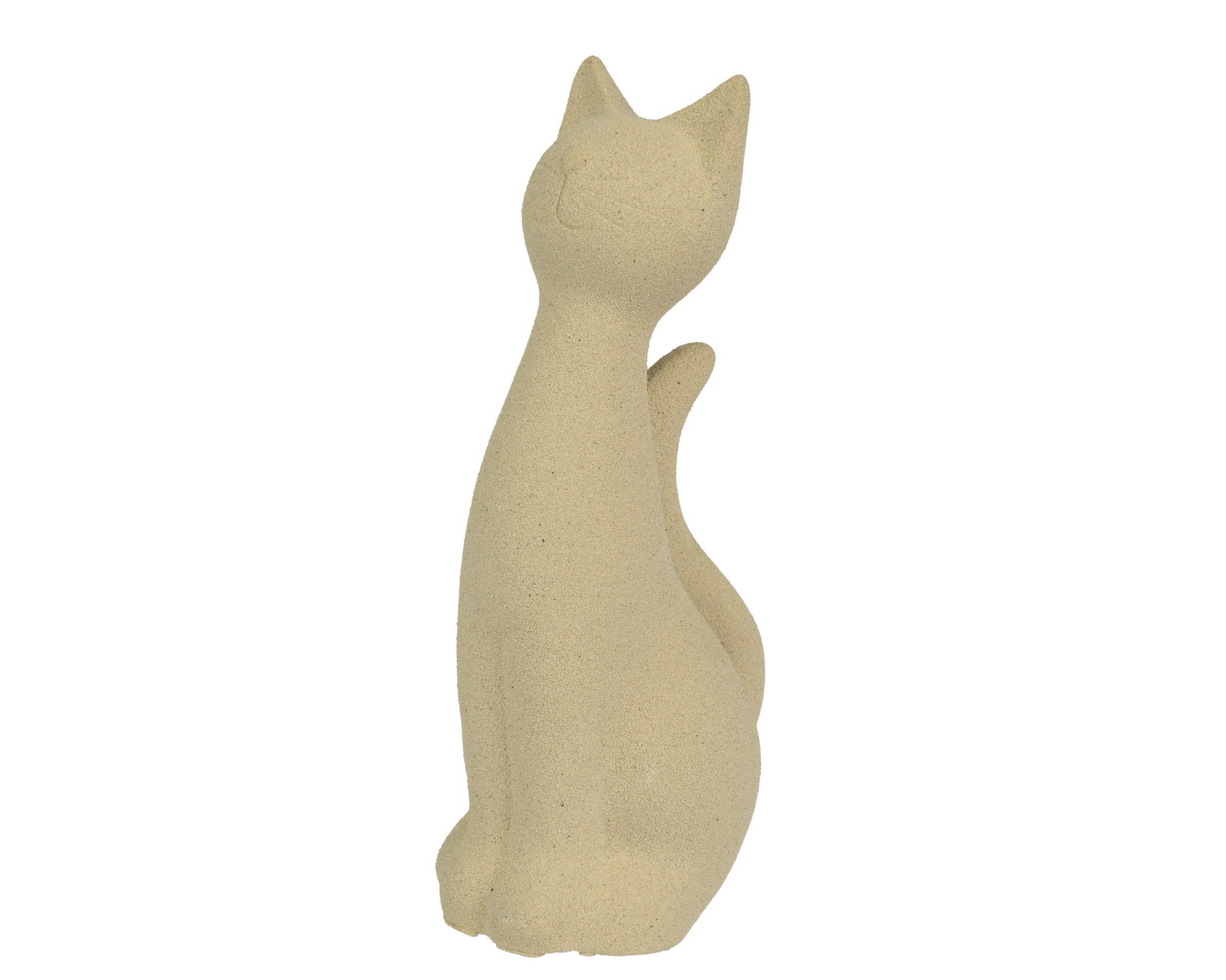 Decofiguur kat zittend porselein - 7,9x6,5x16,2cm - beige