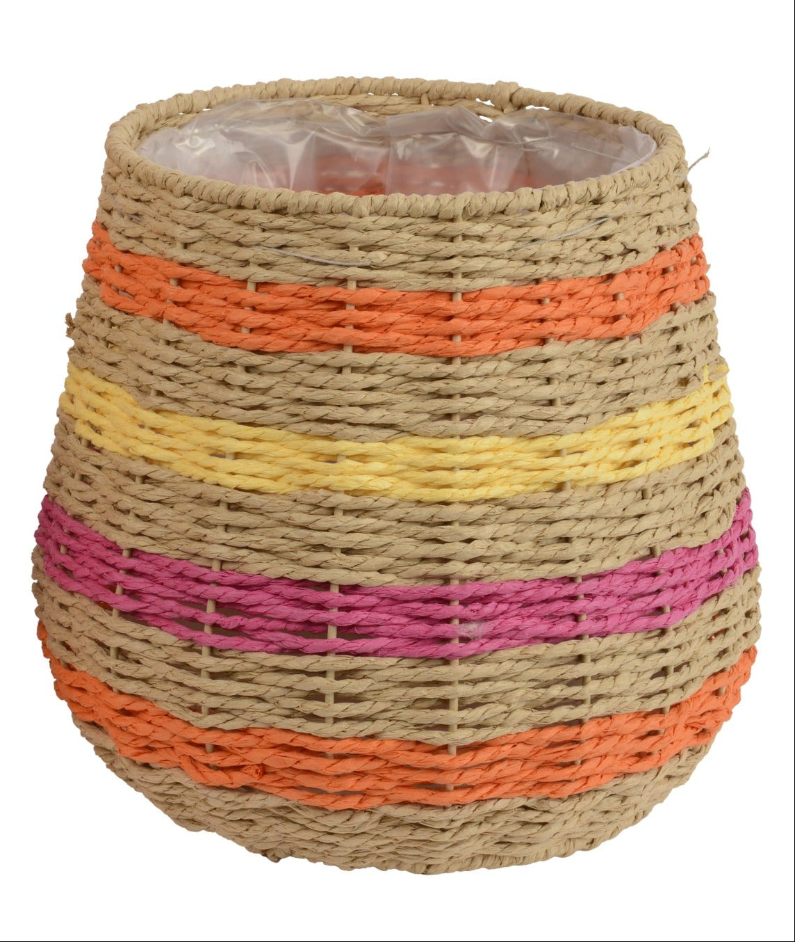 Mand touw - S 27x25cm - oranje/ roze