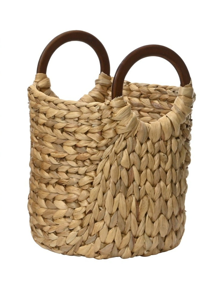 Mand m/ houten handvaten - S 22x31cm - naturel