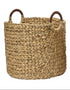 Mand m/ houten handvaten - L 38x42cm - naturel