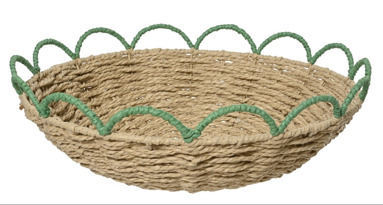 Mand papier - L 42x13cm - naturel/ groen