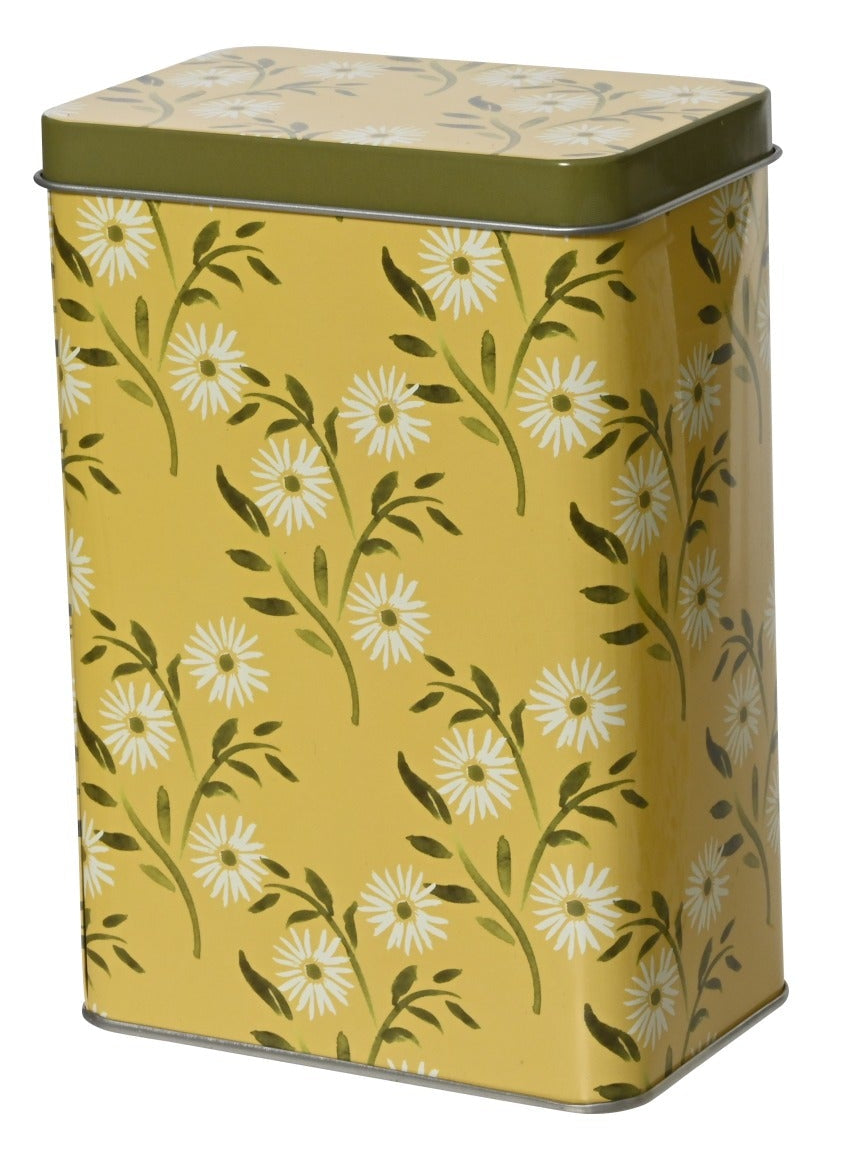 Voorraadpot blik rechthoek - M 7x11x16,5cm - groen/ geel