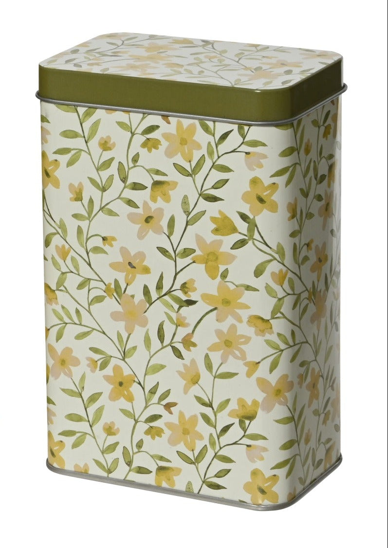 Voorraadpot blik rechthoek - S 6x9x14,4cm - groen/ geel