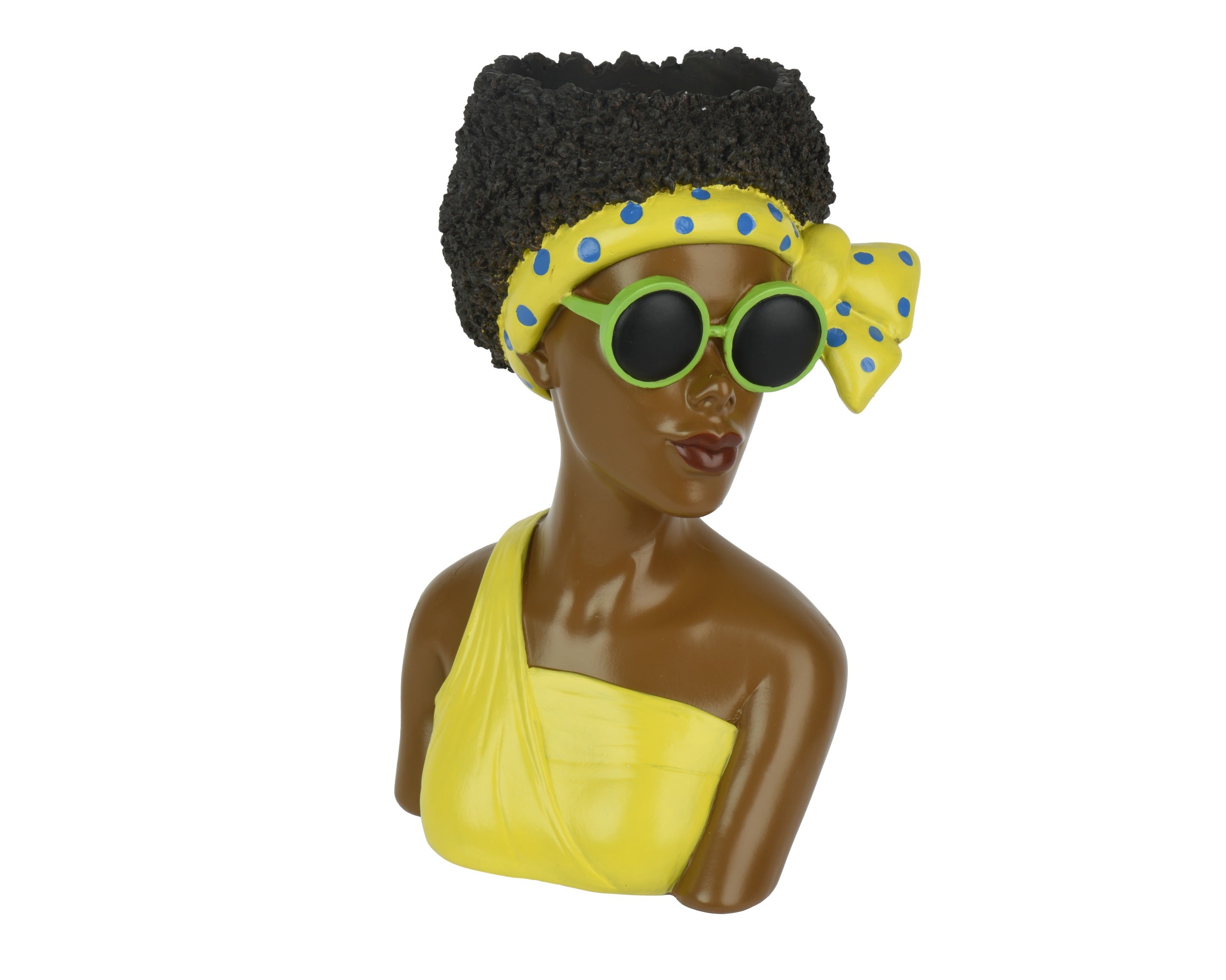 Vaas vrouw - 16,2x14,2x25,6cm - geel