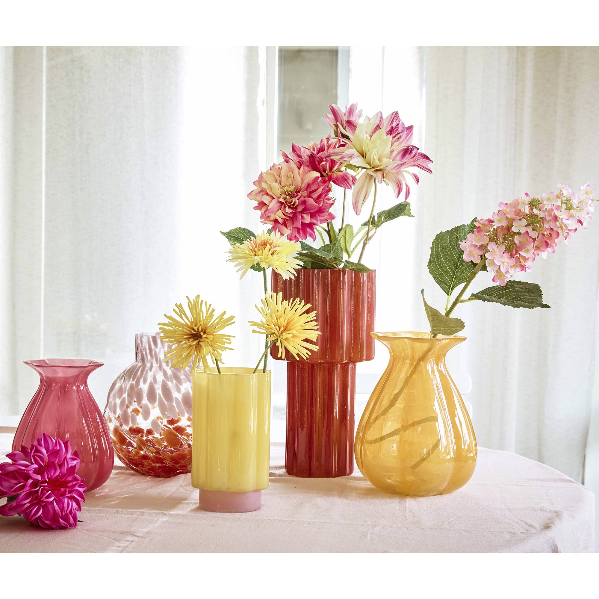 Vaas glas - 15x20cm - roze