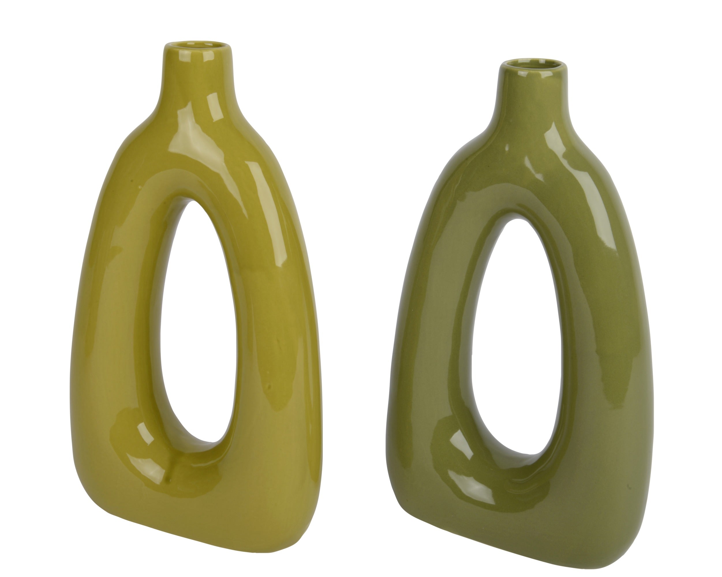 Vaas porselein - 6,8x18,5x32cm - groen - ass. (prijs per stuk)