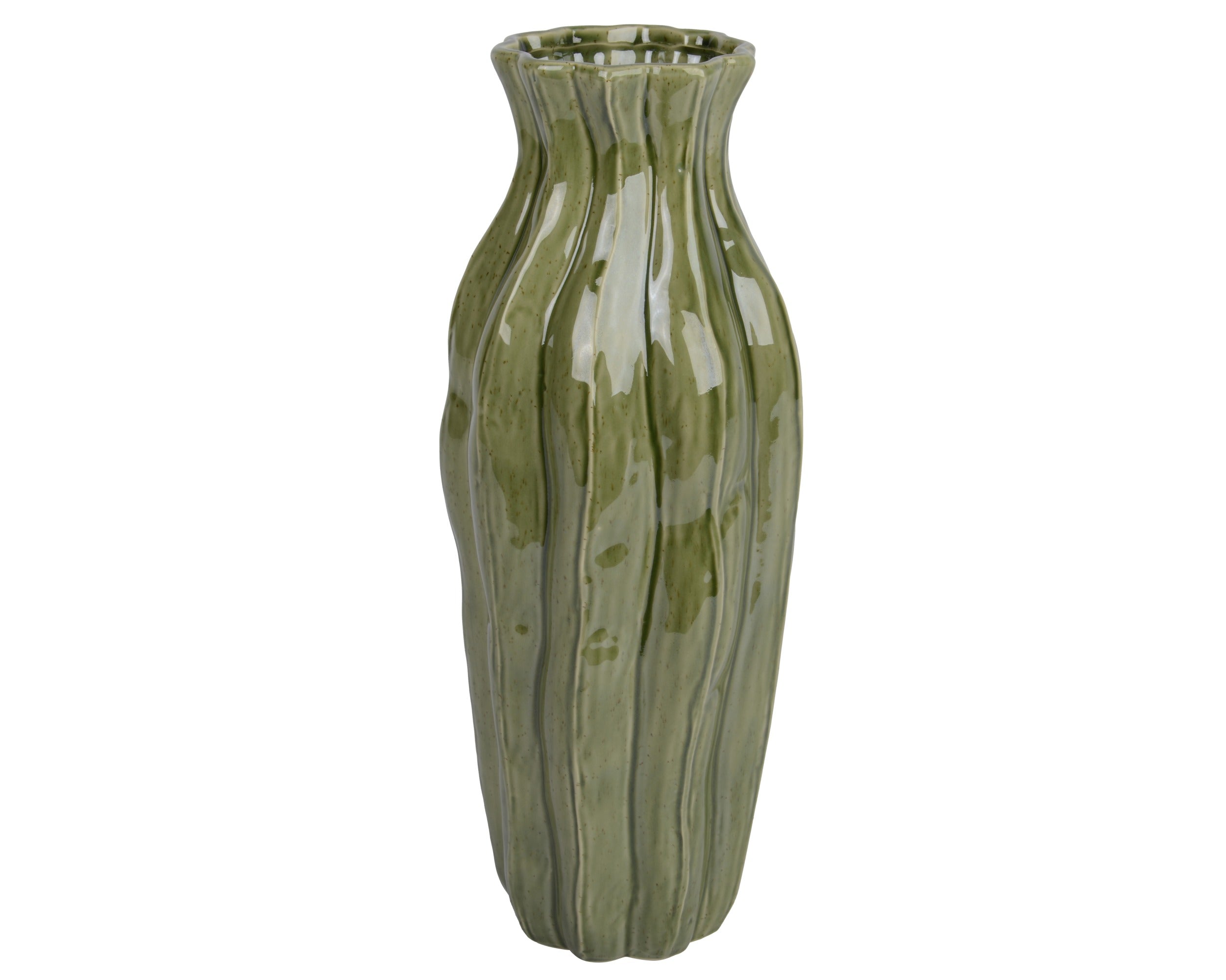 Vaas porselein - 16,5x41,5cm - groen
