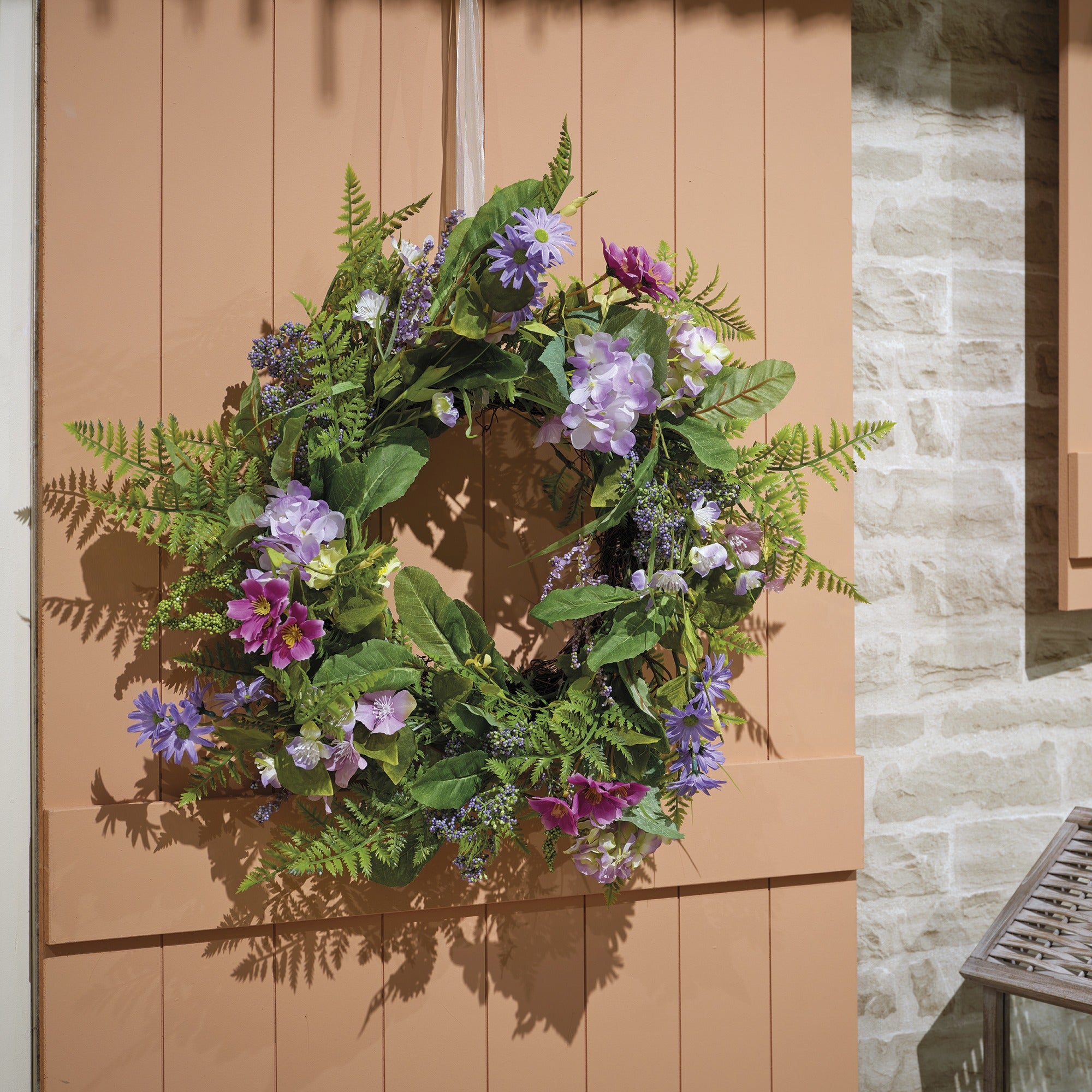 Bloemenkrans - 55x15cm - paars/multi