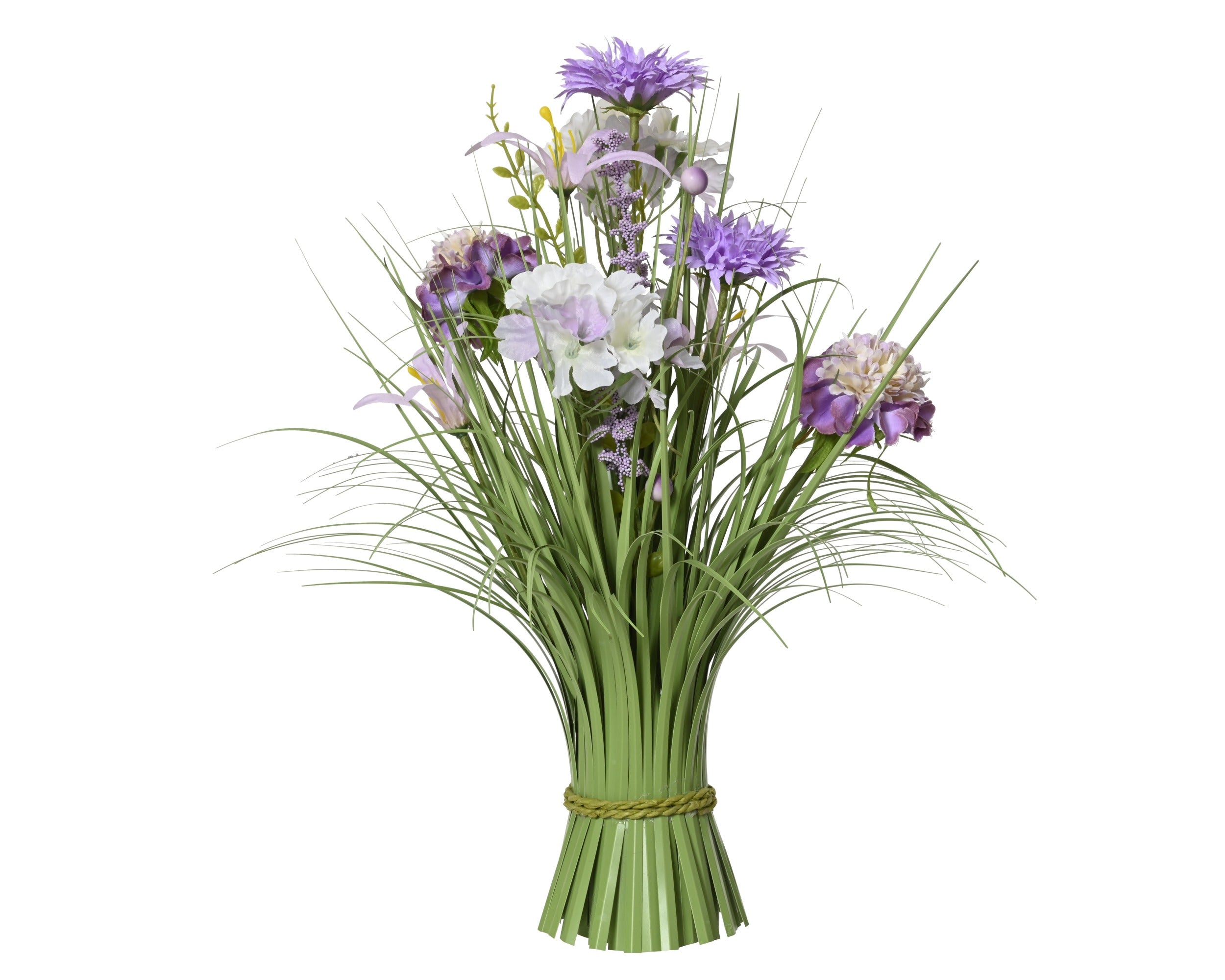 Gras met bloemen polyester - 20x40cm - paars