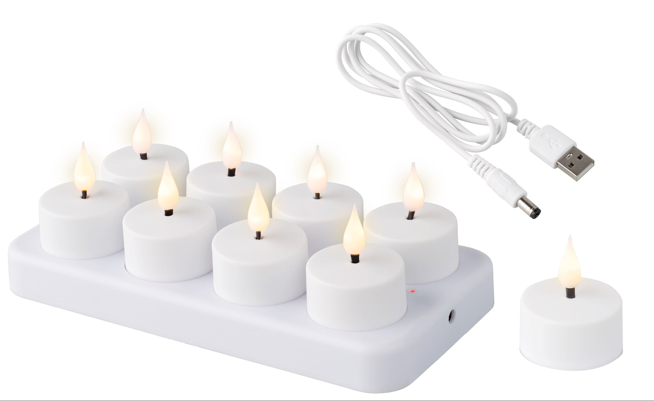 LED theelichtjes oplaadbaar - 4x4,5cm - wit/warm wit