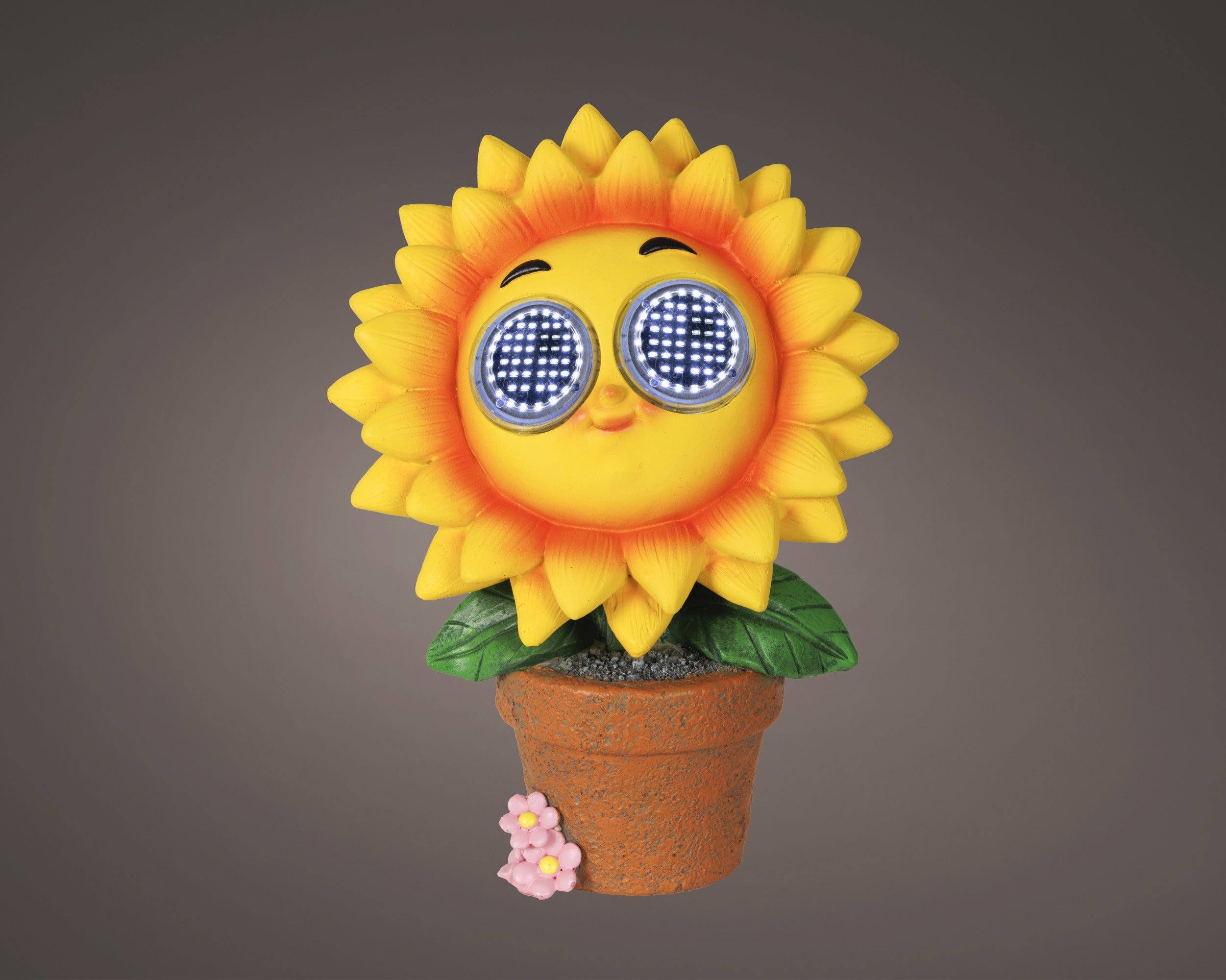 Solarverlichting bloem in pot outdoor - 10,5x15,5x21,5cm - geel