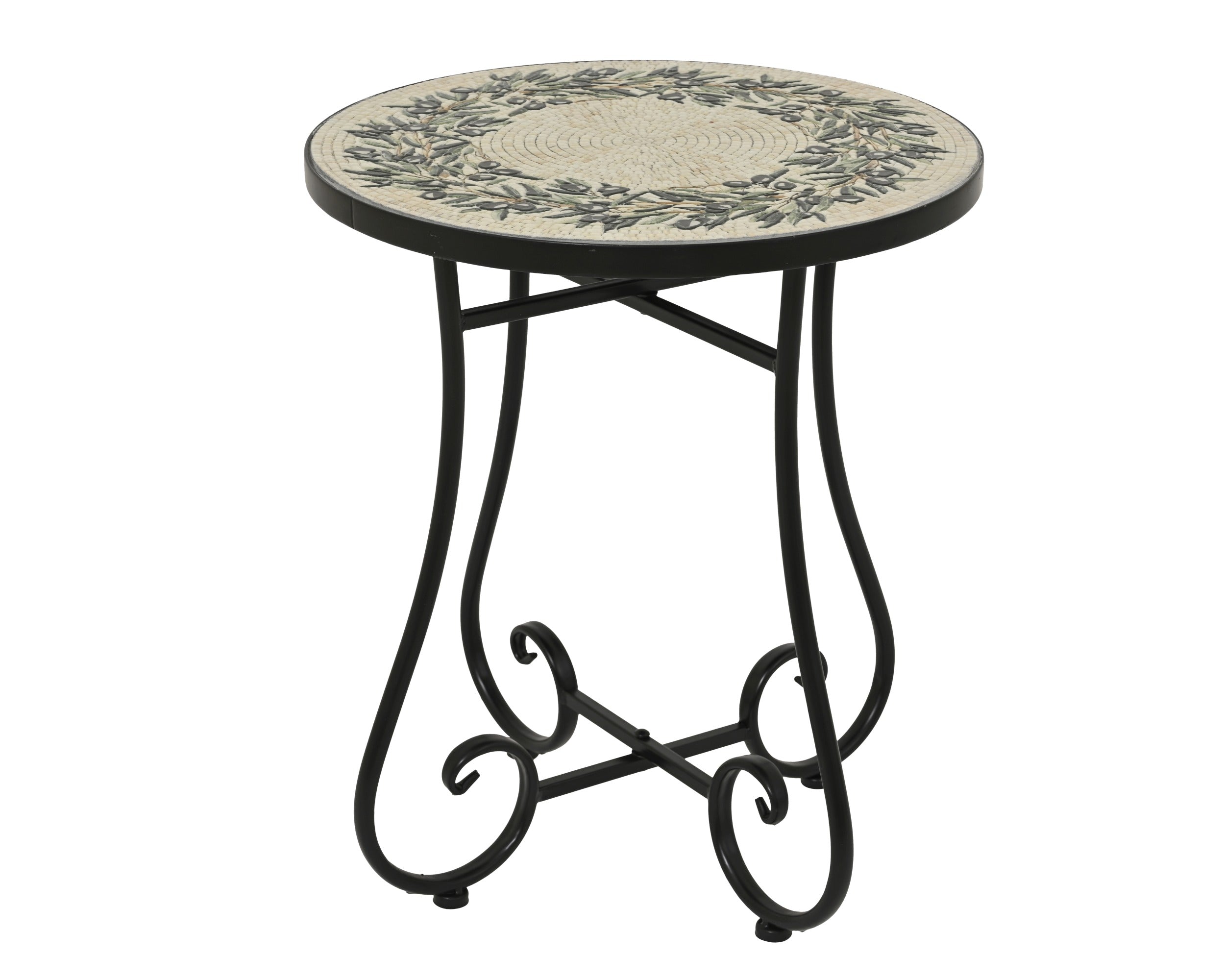 Athens bijzettafel mozaiek staal outdoor - 39x46cm - zwart/ multi