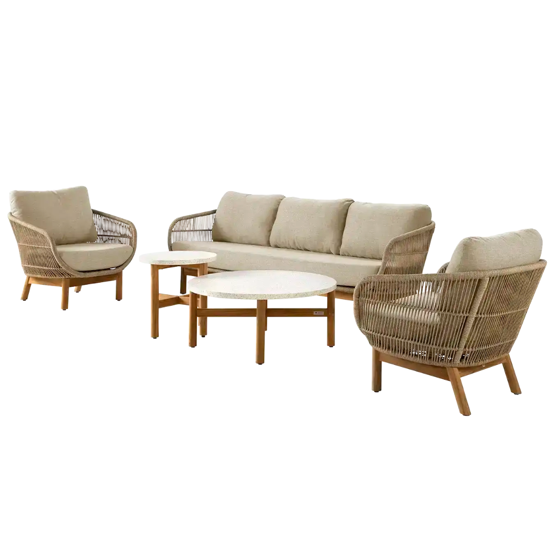 CALLISTO OUTDOOR Preston loungeset - teak/ rope/ olefin