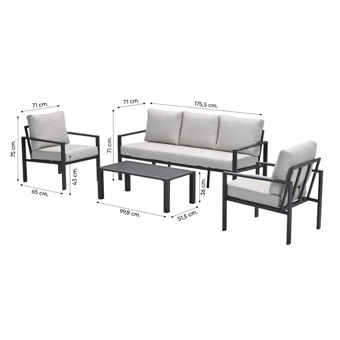 GARDEN IMPRESSIONS Springs loungeset 4dlg - carbon black/ desert sand