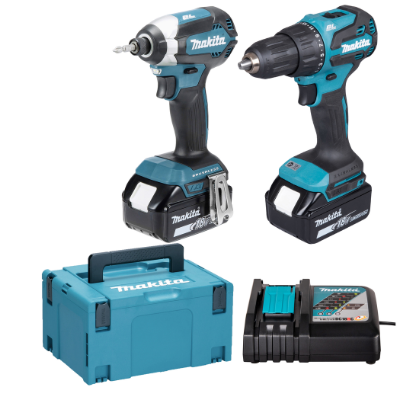 MAKITA Brushless combopack 18V LXT Bestaande uit : DHP490 - DTD153 - 2x BL1850B & MakPacIII