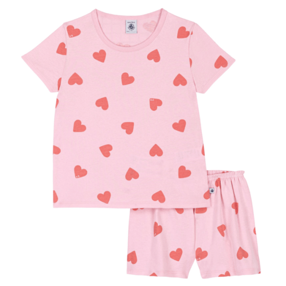 PETIT BATEAU Pyjama m/hartjesprint - roze - 6y