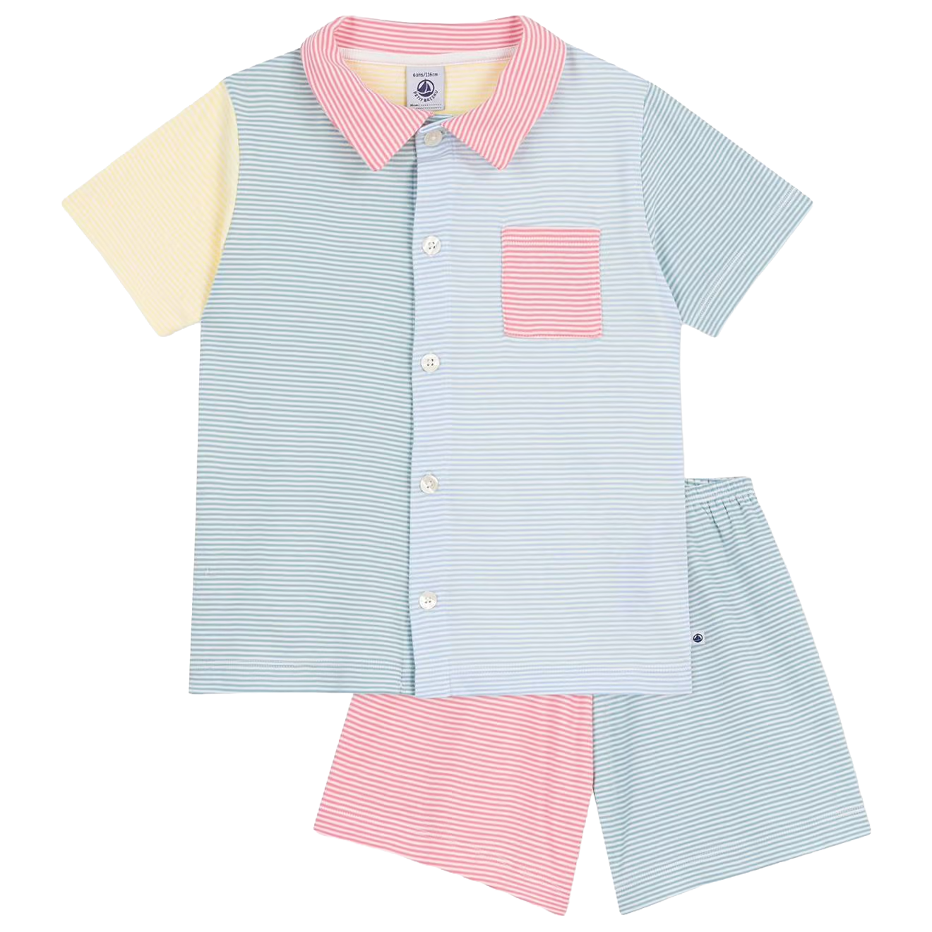 PETIT BATEAU Pyjama m/strepen - wit/multi - 4y
