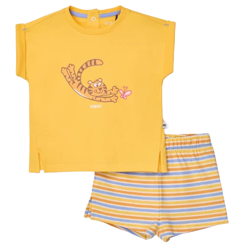 WOODY Meisjes pyjama - geel - 6j.