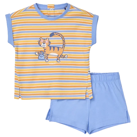 WOODY Meisjes pyjama - geel gestreept - 9m